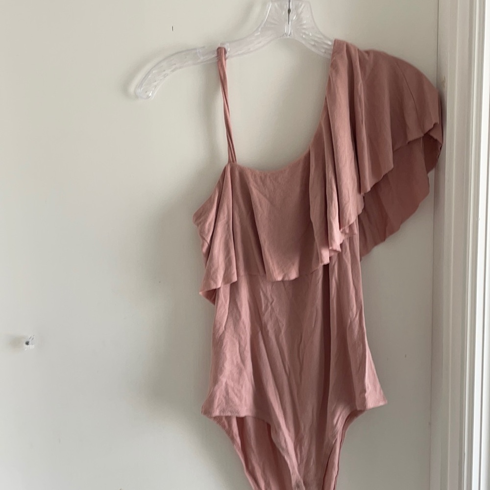 Pink bodysuit one shoulder